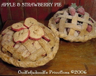 Primitive Apple & Strawberry Pie Table Topper Instant Digital Download E-Pattern  ET