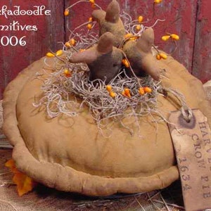 Primitive Crow Pie Olde Pie Cupboard or Noodle Board Topper Instant Digital Download Pattern