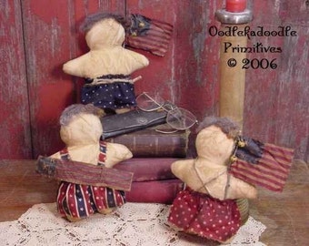 Americana Prairie Stump Doll Flag Banner Instant Digital Download E PatternET