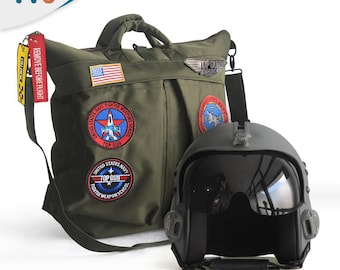 HGU-33 Plain Grey Flight Fighter Jet Helmet Movie Prop + Green Bag Fullset