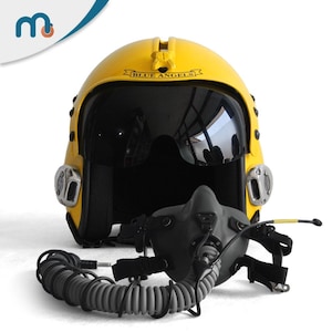 HGU-33 Blue Angels New Chrome Home Flight Fighter Jet Helmet Movie Prop + MBU Oxygen Mask