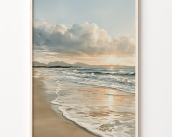 Seascape Art Print, Llanddwyn Island Wales Watercolor Travel Poster