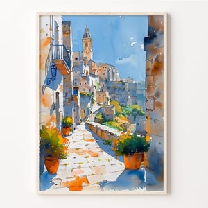 Matera Aquarell, Matera Wandbild, Italien Poster, Matera Druck, Home Décor, Geschenk für Kunstliebhaber, C30-746