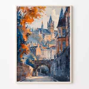 Pintura de acuarela de Bath, póster de viaje de Bath, arte mural de Bath, Inglaterra, impresión de baños romanos, ilustración de la ciudad, C30-586
