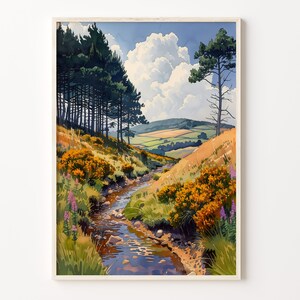 Exmoor Aquarellmalerei, Reiseplakat, Wandkunstdruck, Nationalparkplakat, Exmoor-Liebhaber-Wandkunst, Hauptdekor, C30-487