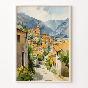 Aquarell von Peru, Cusco Reise Poster, Regenbogen Berg Wand Kunst, Illustration Druck, Home Decor, C30-769