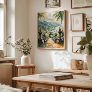 Bali Watercolor Painting: Mid-Century Modern Indonesia Travel Poster image 3