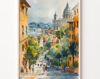 Rome Watercolor Print: Colosseum, Italy Travel Art