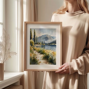 Lake Taupo Watercolor Print: New Zealand Travel Art image 6
