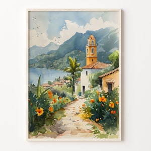 Nicaragua Watercolor Painting, Nicaragua Poster, Wall Art, Vintage Art Print, Home Decor, Framed & Unframed Artwork, C30-362