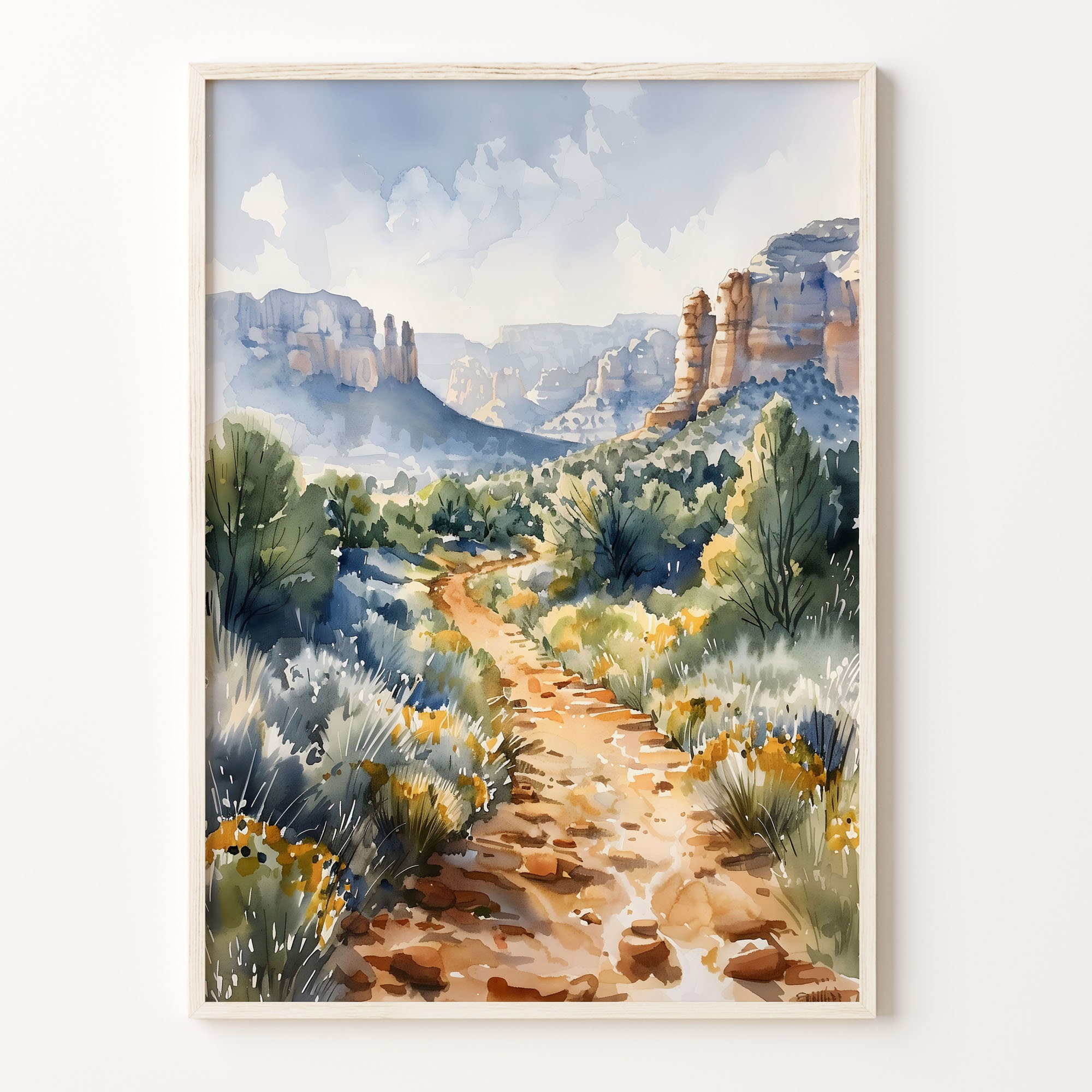 Sedona Watercolor Print: Vintage Arizona Desert Wall Art