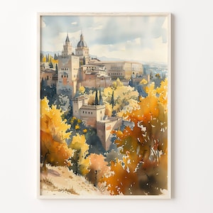 Toledo Watercolor Painting, Toledo Wall Art, Toledo Poster, Spain Print, Watercolor Wall Art, Home Décor, Art Lovers, C30-456