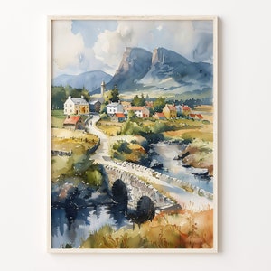 Sligo Watercolor Painting, Benbulben Print, Irish Wall Art Poster, Hillview Prints, C30-408
