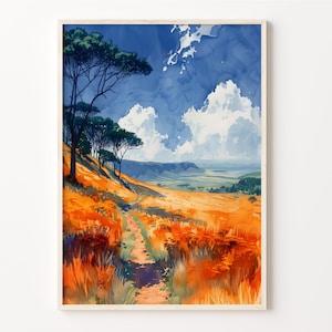 Ngorongoro Crater Watercolor Print: Tanzania Africa Wall Art