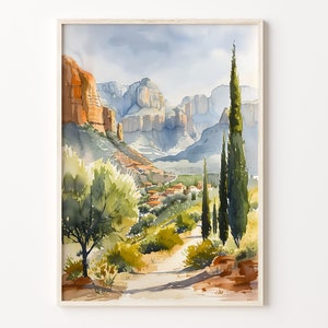 Sedona Watercolor Painting, Arizona Wall Art, Desert Poster, Sedona Home Décor, Travel Art Print, Wall Hanging, C30-204