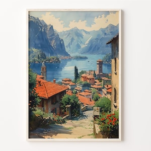Lugano Watercolor Painting, Lugano Travel Poster, Switzerland Wall Art, Home Décor, Art Lovers Gift, Lugano Print, C30-677