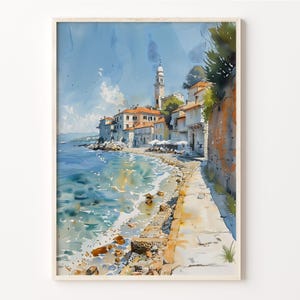 Rome Italy Watercolor Painting: Coastal Travel Poster Art Print