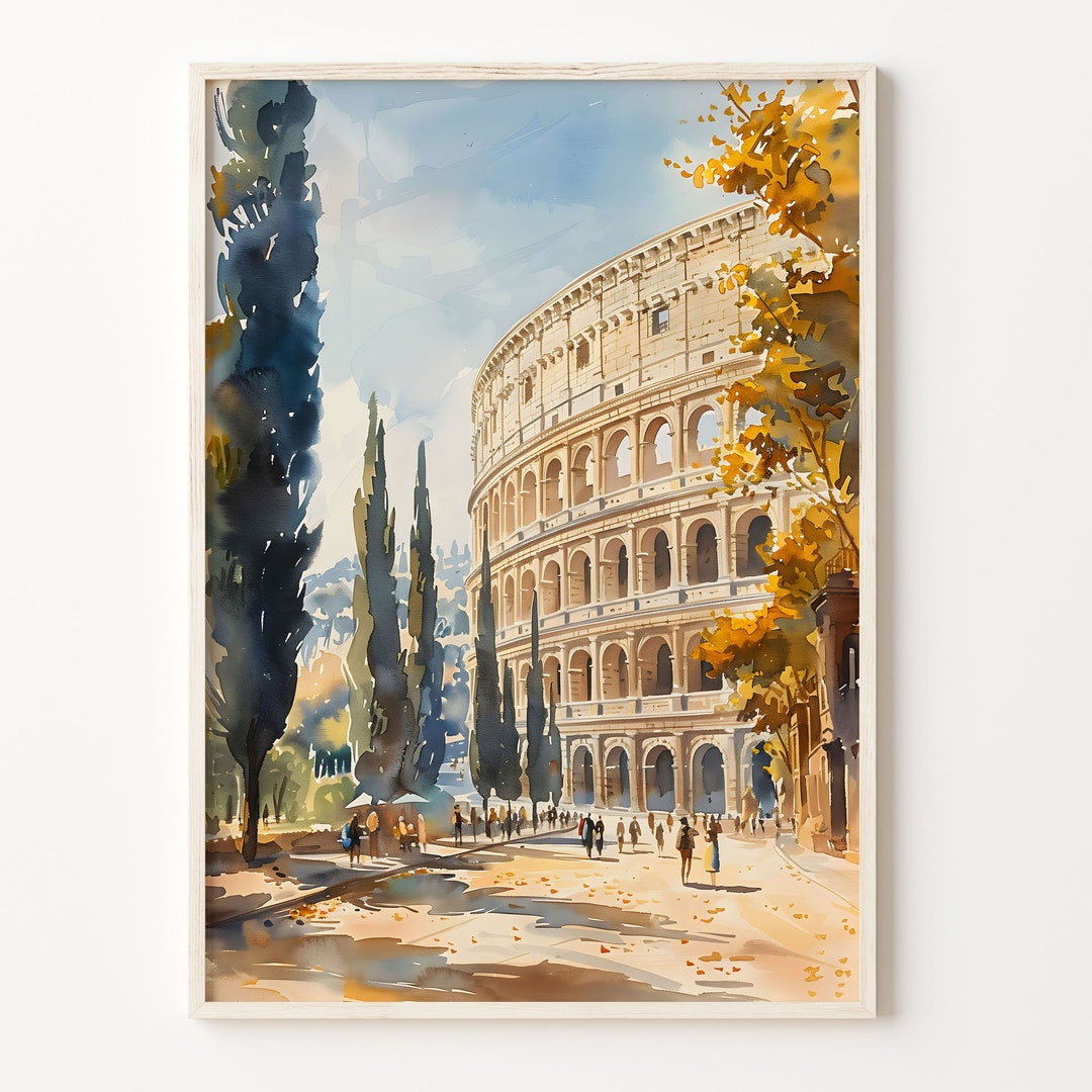 Rome Colosseum Watercolor Painting: Italy Travel Art Print - Etsy