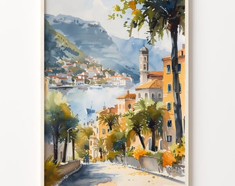 Split Croatia Watercolor Painting: Adriatic Coast Travel Poster