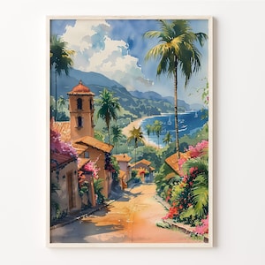 Puerto Vallarta Aquarell Malerei, Mexiko Wand Kunst, Reise Poster, Puerto Vallarta Malerei Druck, Guadalajara Poster, C30-655