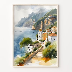 Watercolor Painting Print Poster, Capri Italy Wall Art, Travel Poster, Framed & Unframed Artwork, Gift Idea, C30-252