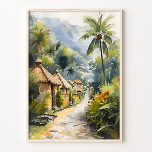 Bali Watercolor Painting, Wall Art Print, Home Décor Poster, Travel Artwork, Unique Gift, C30-291