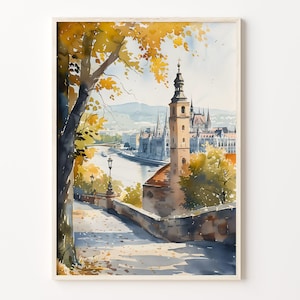 Budapest Watercolor Painting, Budapest Print, Budapest Poster, Budapest Wall Art, Hungary Illustration, Home Decor, C30-245