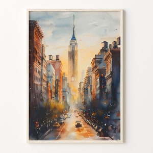 New York City Watercolor Print: NYC Travel Poster