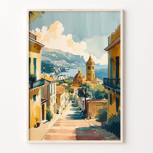 Palermo Watercolor Painting: Sicily Travel Poster, Italy Home Decor