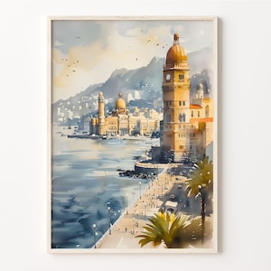 Mumbai Aquarellmalerei, Mumbai City Poster, Indien Wandkunst, Reisedruck, Hochzeitsgeschenk, Geburtstagsgeschenk, C30-939