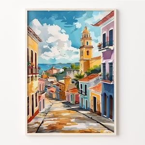 Watercolor Painting, Salvador Wall Art, Travel Print, Brazil Poster, Home Decor, Art Lovers Gift, Wall Hanging, C30-989