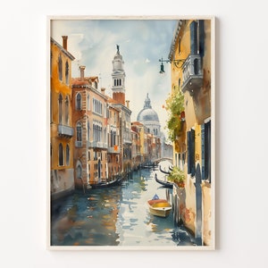 ヴェネツィアの水彩画、ヴェネツィアイタリア旅行プリント、都市の壁アートポスター、室内装飾壁アート、イタリア絵画、C30-130