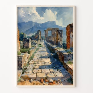 Pompeji Reise Aquarellmalerei, Pompeji, Italien Poster, Dekoration, Dekoration, Kunstliebhaber Geschenk, Pompeji Print, C30-493