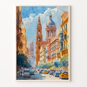 Valencia Watercolor Painting: Spain Travel Poster
