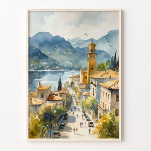 Shkodër Watercolor Painting, Albania Travel Print, City Poster, Wall Art, Wedding Gift, Birthday Present, C30-805