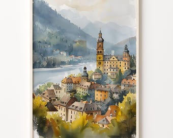 Heidelberg Germany Watercolor Cityscape Art Print