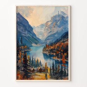Banff National Park Watercolor Painting, Wall Art, Canada Poster, Home Décor, Art Lovers Gift, Banff Travel Print, C30-489