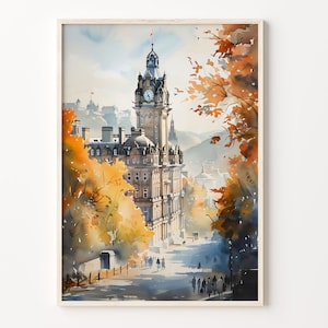 Edinburgh Castle Watercolor Print: Vintage Scottish Travel Poster