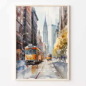 Watercolor Painting, New York City Wall Art, Travel Poster, New York Print, Cityscape Poster, Home Decor, Art Print, C30-93