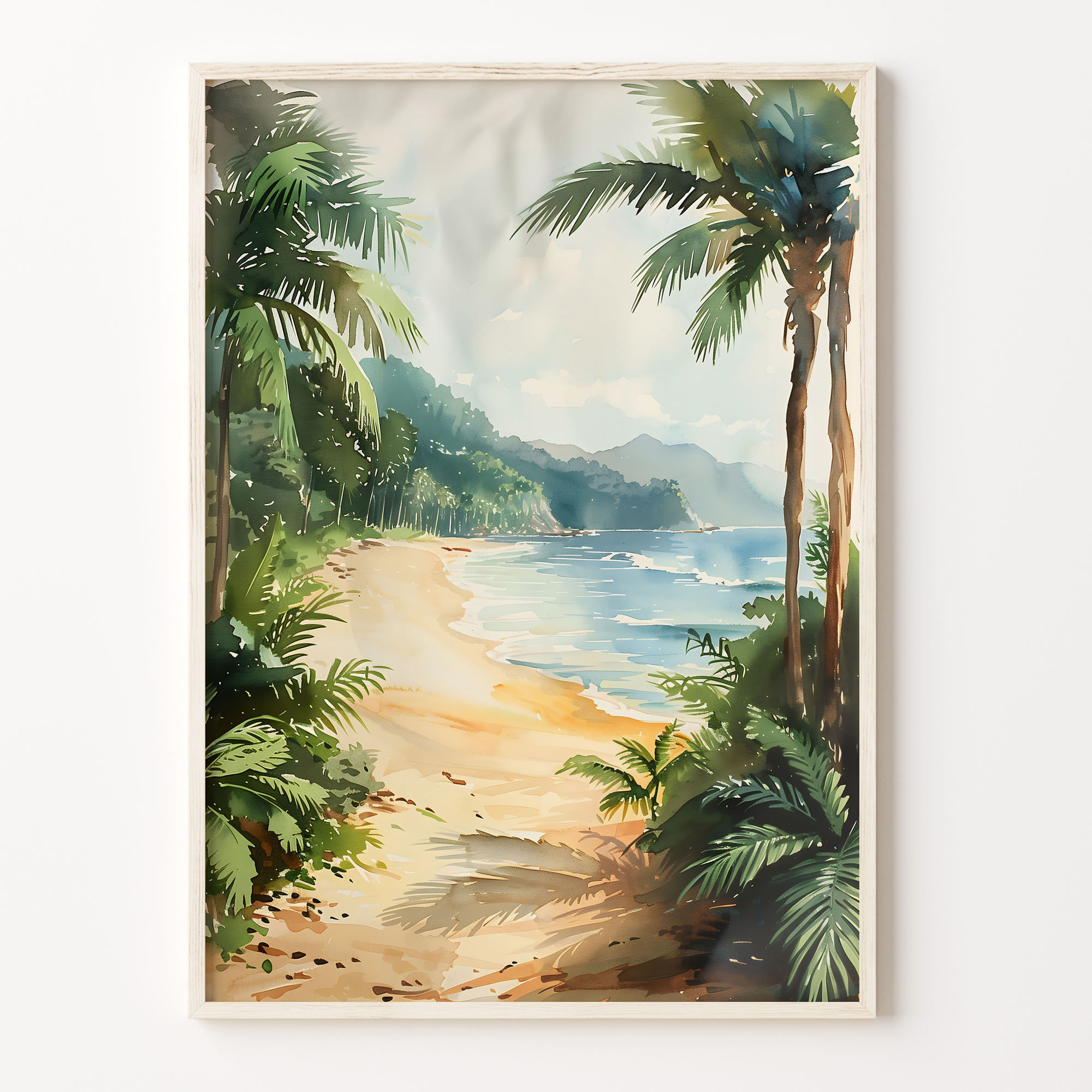 Costa Rica Watercolor Print: Arenal Volcano, San José Travel Poster