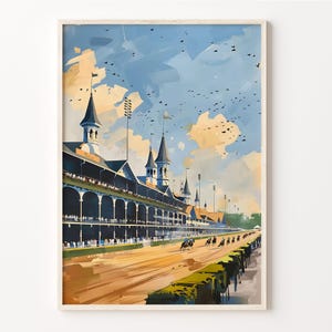 Churchill Downs Watercolor Art Print: Kentucky Horse Racing, Custom Text