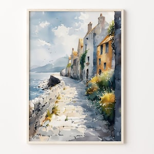 Pintura de acuarela de Galway, arte mural de Irlanda, póster de la ciudad, impresión de Galway, regalo de viaje, regalo de boda, regalo de cumpleaños, C30-321
