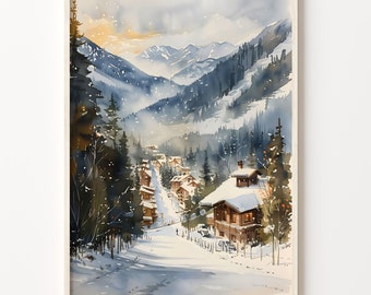 Borovets Ski Resort Watercolor Print: Bulgaria Travel Poster