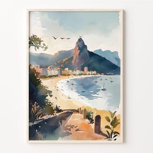 Acuarela de Río, Arte mural de Brasil, Póster de Río, Impresión de viaje, Impresión de acuarela, Regalo personalizado, Regalo de cumpleaños, C30-957