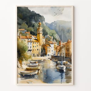 South Devon Watercolor Painting: Coastal Town Art Print
