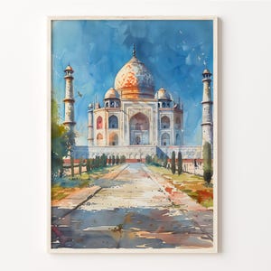 Taj Mahal Watercolor Painting, Travel Poster, Wall Art, Home Décor, India Art, Art Lover Gift, Wall Hanging, C30-569