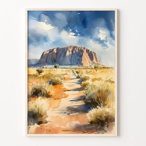 Uluru Watercolor Print: Ayers Rock, Australia Wall Art