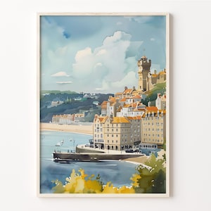 Scarborough Watercolor Painting: Yorkshire Seaside Art Print