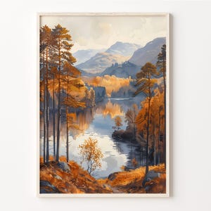Lake Windermere Watercolor Painting, The Lake District Wall Art, Cumbria Landscape Poster, Adventure Travel Print, C30-738