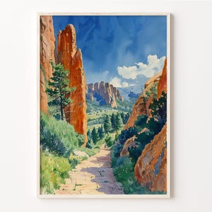Red Rocks Park Watercolor Painting, Wall Art, Travel Print, Poster, Red Rocks Amphitheatre, Home Décor, Colorado Art, C30-578